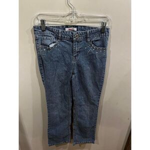 Bongo Jeans Womens 10.5 Bootcut Blue Embellished Sun Pockets Western Cowgirl